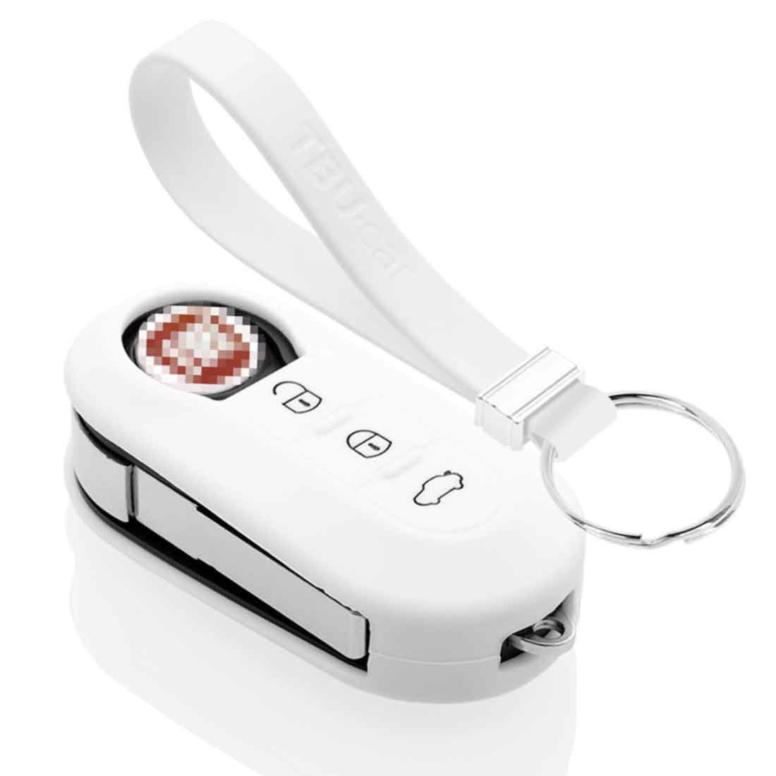 TBU car TBU car Autoschlüssel Hülle kompatibel mit Fiat 3 Tasten - Schutzhülle aus Silikon - Auto Schlüsselhülle Cover in Weiß