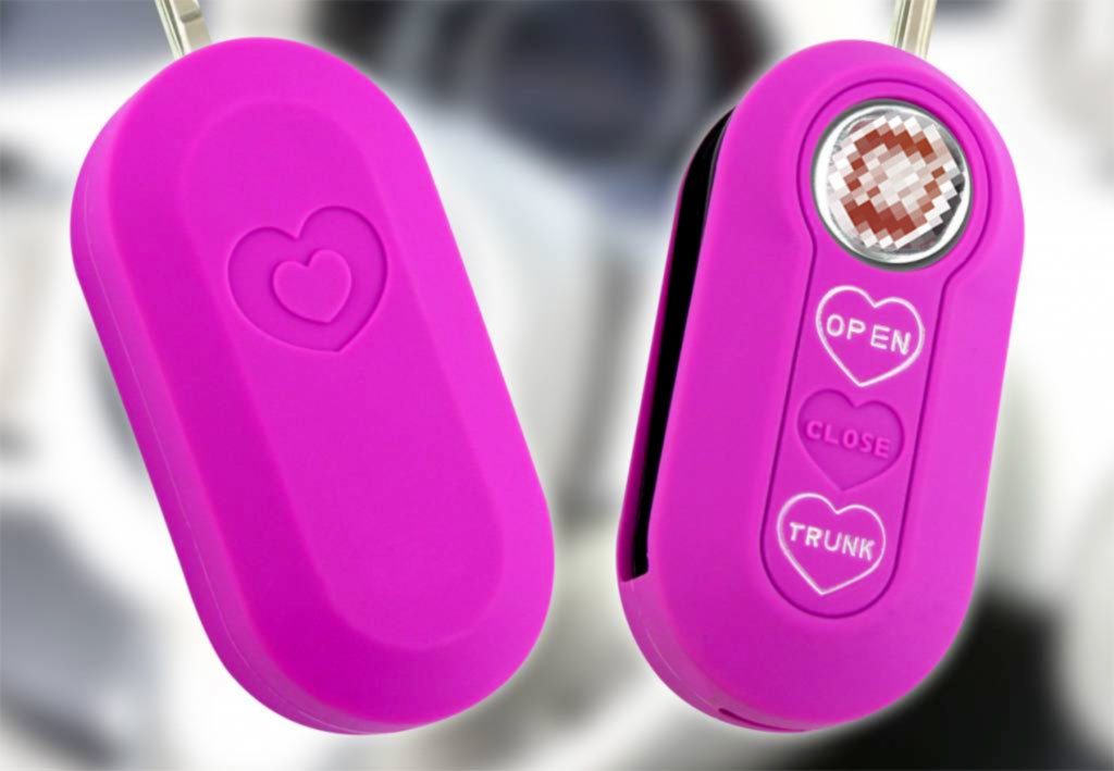 TBU car TBU car Autoschlüssel Hülle kompatibel mit Fiat 3 Tasten - Schutzhülle aus Silikon - Auto Schlüsselhülle Cover in Neon Pink (Herzen)