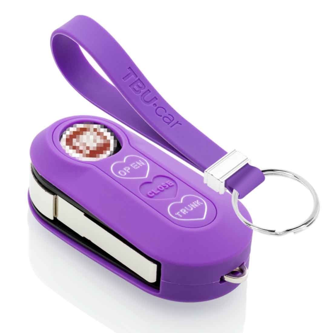 TBU car TBU car Car key cover compatible with Fiat - Silicone Protective Remote Key Shell - FOB Case Cover - Purple (Hearts)