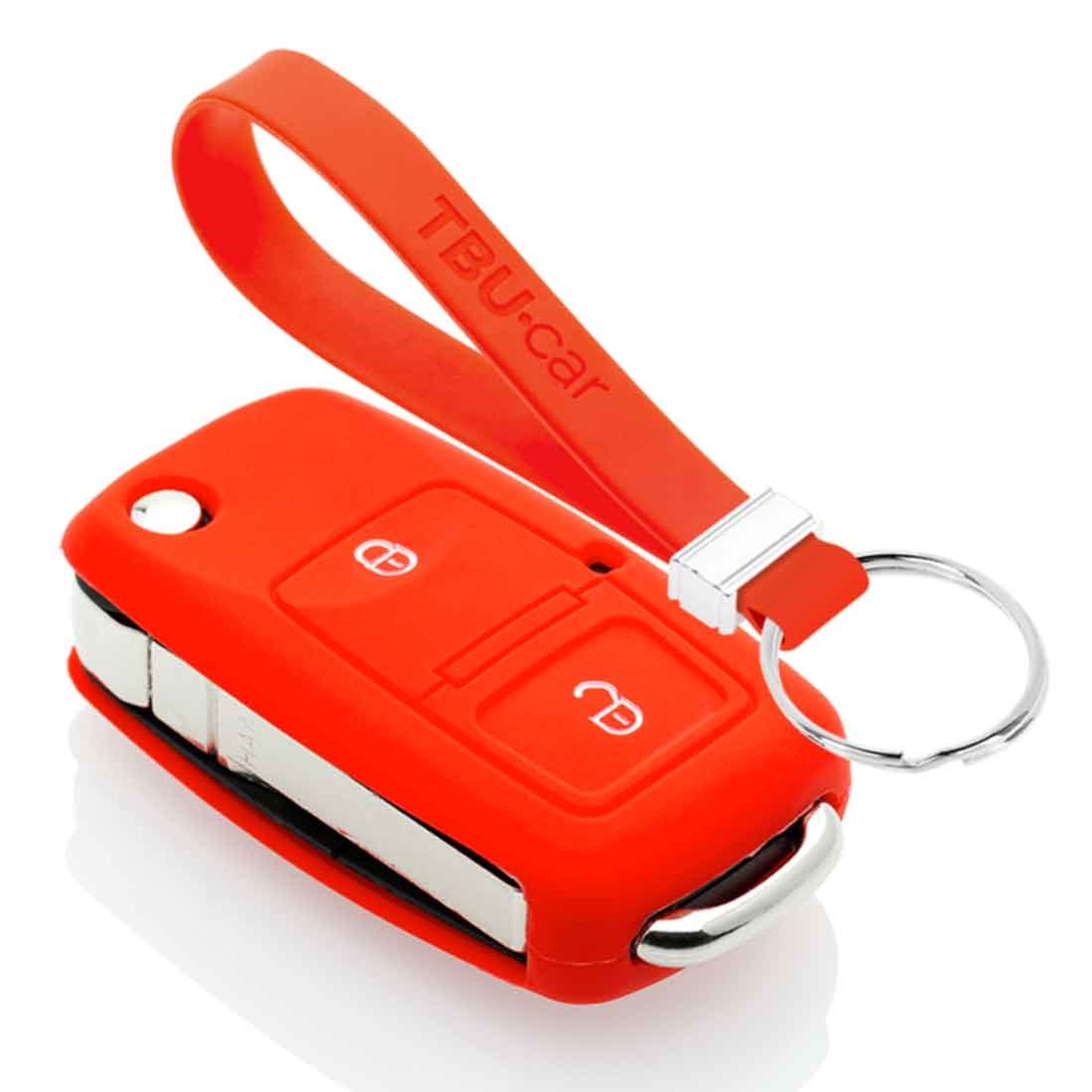 TBU car TBU car Car key cover compatible with Skoda - Silicone Protective Remote Key Shell - FOB Case Cover - Red