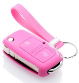 TBU car TBU car Car key cover compatible with Skoda - Silicone Protective Remote Key Shell - FOB Case Cover - Pink