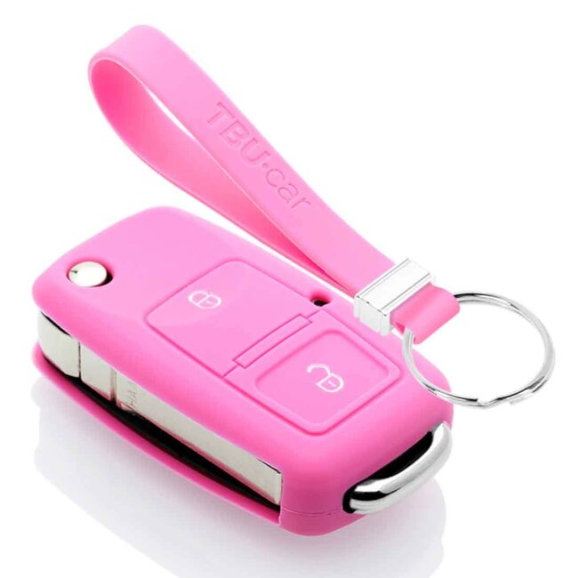 TBU car TBU car Autoschlüssel Hülle kompatibel mit Skoda 2 Tasten - Schutzhülle aus Silikon - Auto Schlüsselhülle Cover in Rosa