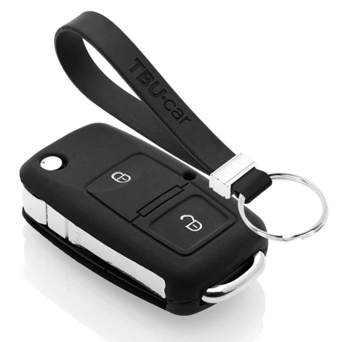 TBU car TBU car Autoschlüssel Hülle kompatibel mit Seat 2 Tasten - Schutzhülle aus Silikon - Auto Schlüsselhülle Cover in Schwarz