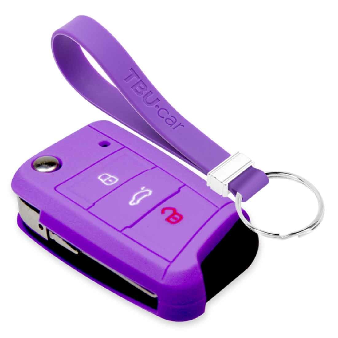TBU car TBU car Autoschlüssel Hülle kompatibel mit VW 3 Tasten - Schutzhülle aus Silikon - Auto Schlüsselhülle Cover in Violett