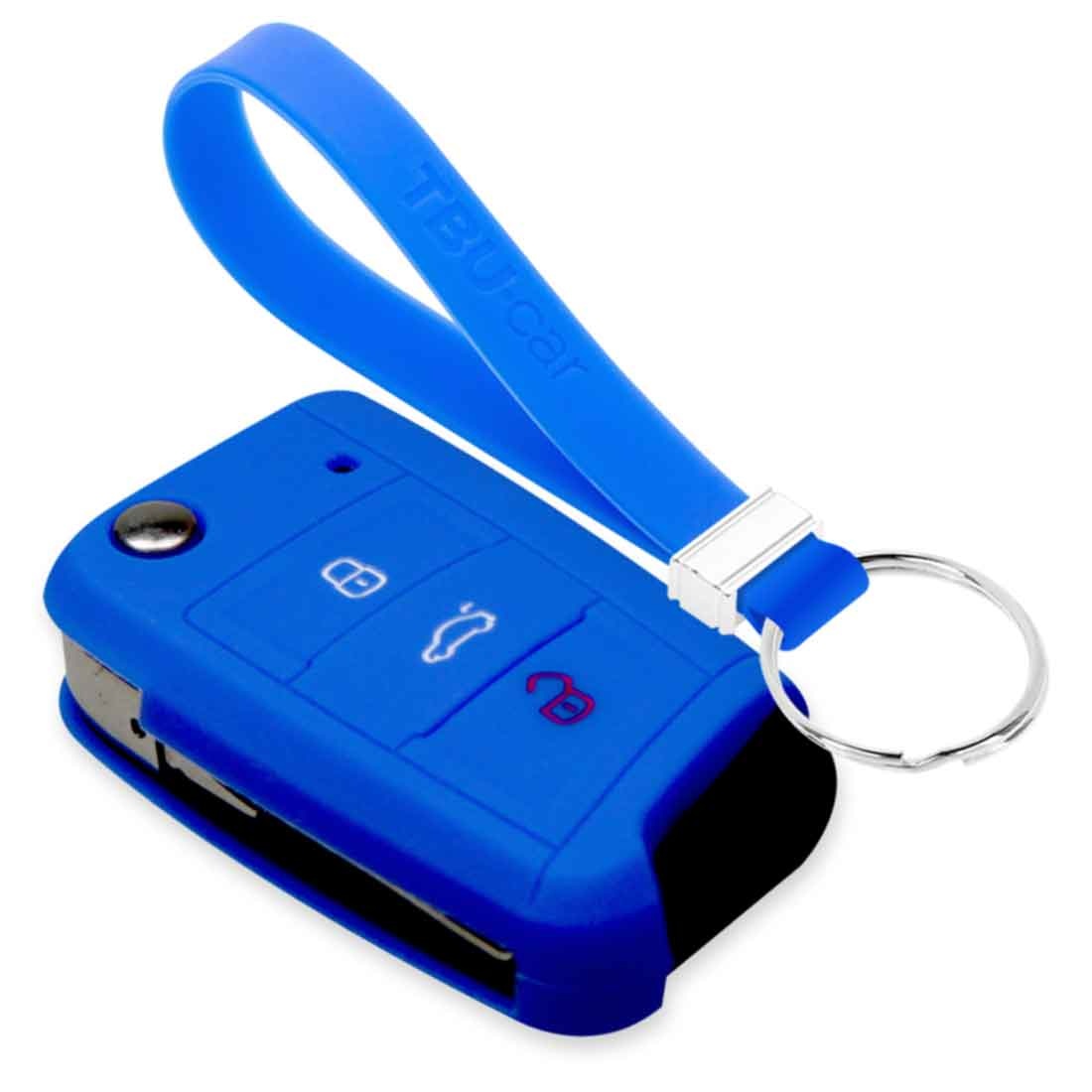 TBU car TBU car Autoschlüssel Hülle kompatibel mit VW 3 Tasten - Schutzhülle aus Silikon - Auto Schlüsselhülle Cover in Blau