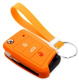 TBU car TBU car Autoschlüssel Hülle kompatibel mit VW 3 Tasten - Schutzhülle aus Silikon - Auto Schlüsselhülle Cover in Orange