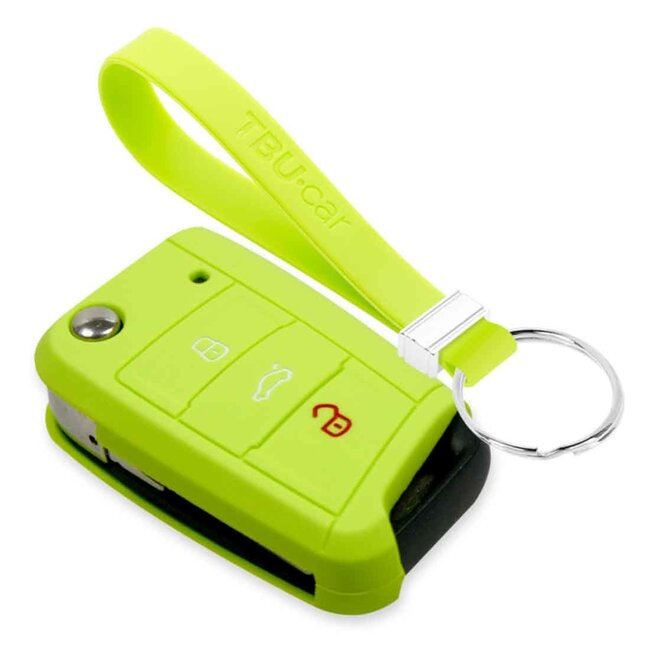 Capa para chave do carro compatível com VW - Capa Protetora de Chave Remota de Silicone - Tampa Remota FOB - Verde lima