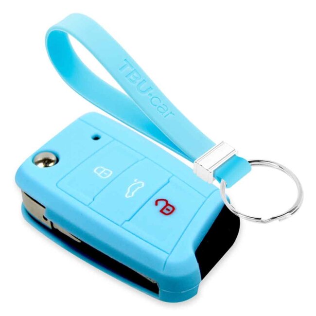 Capa para chave do carro compatível com VW - Capa Protetora de Chave Remota de Silicone - Tampa Remota FOB - Azul claro