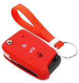 TBU car TBU car Car key cover compatible with Skoda - Silicone Protective Remote Key Shell - FOB Case Cover - Red