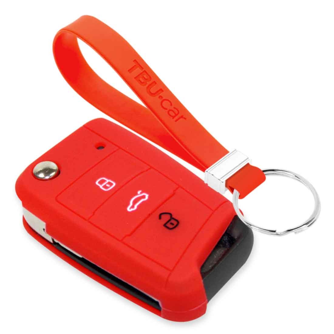 TBU car TBU car Autoschlüssel Hülle kompatibel mit Skoda 3 Tasten - Schutzhülle aus Silikon - Auto Schlüsselhülle Cover in Rot