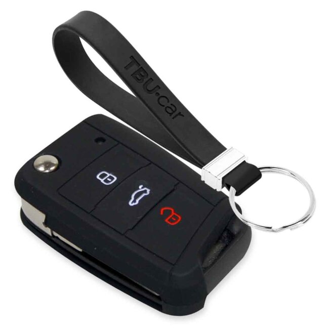 Capa para chave do carro compatível com Skoda - Capa Protetora de Chave Remota de Silicone - Tampa Remota FOB - Preto