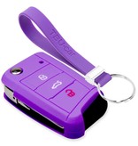 TBU car TBU car Autoschlüssel Hülle kompatibel mit Skoda 3 Tasten - Schutzhülle aus Silikon - Auto Schlüsselhülle Cover in Violett