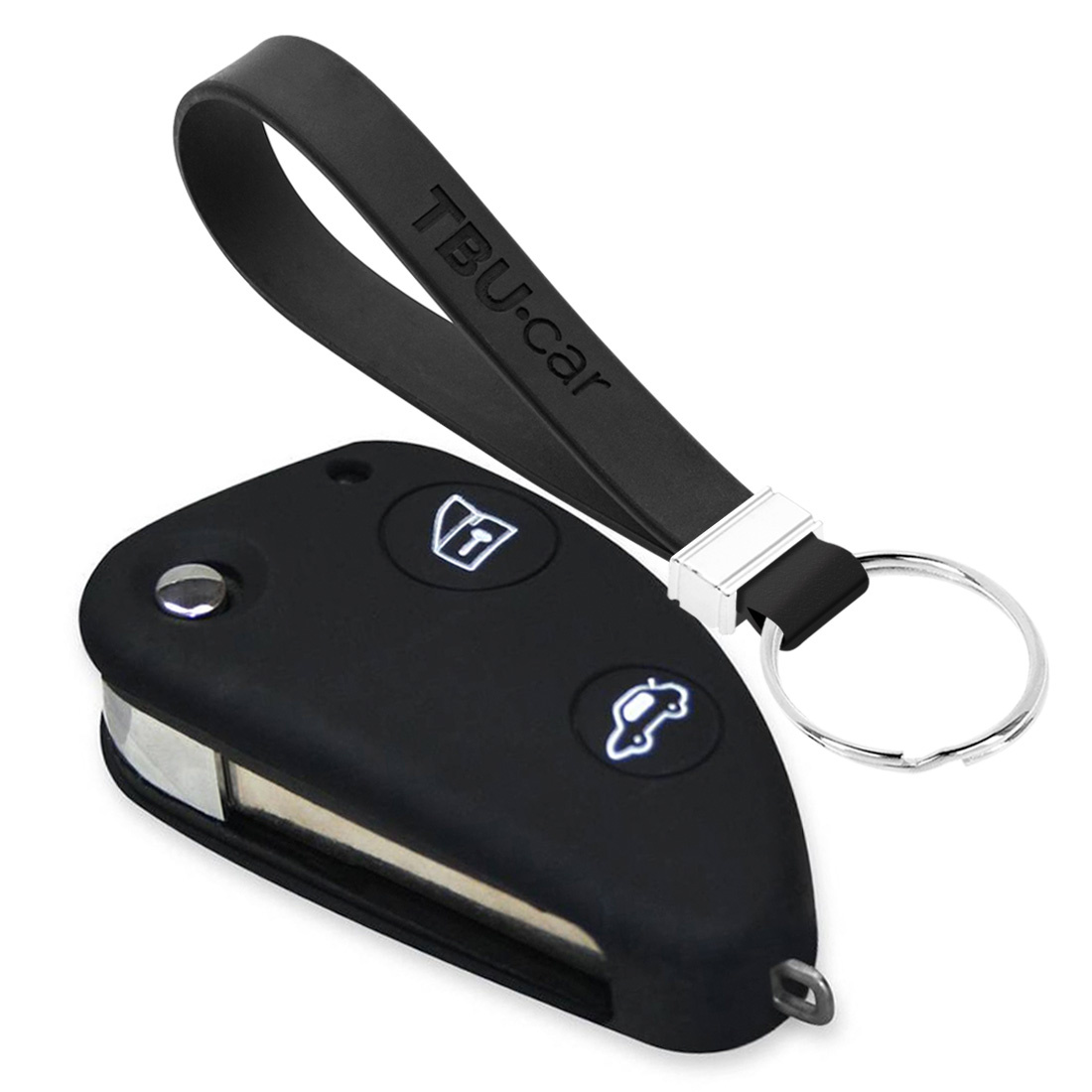 TBU car TBU car Autoschlüssel Hülle kompatibel mit Alfa Romeo 2 Tasten - Schutzhülle aus Silikon - Auto Schlüsselhülle Cover in Schwarz