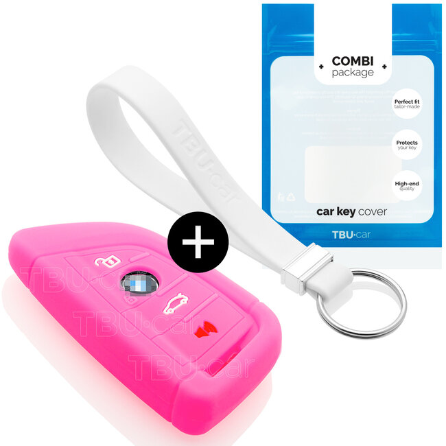 Funda Carcasa llave compatible con BMW - Funda de Silicona - Cover de Llave Coche - Fluor Rosa