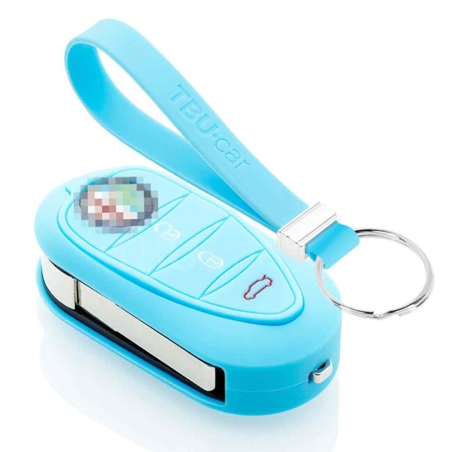 Funda Carcasa llave compatible con Alfa Romeo - Funda de Silicona - Cover de Llave Coche - Azul claro
