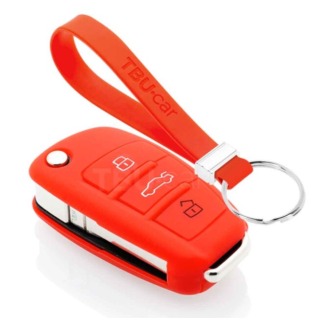 Capa para chave do carro compatível com Audi - Capa Protetora de Chave Remota de Silicone - Tampa Remota FOB - Vermelho