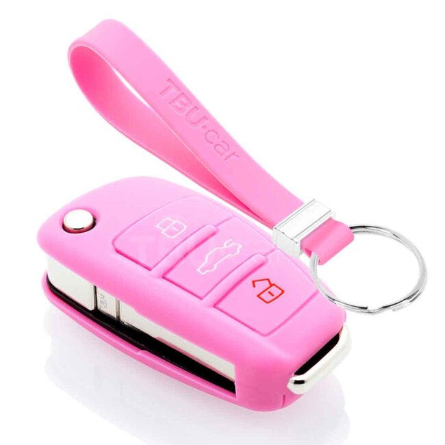 Capa para chave do carro compatível com Audi - Capa Protetora de Chave Remota de Silicone - Tampa Remota FOB - Rosa