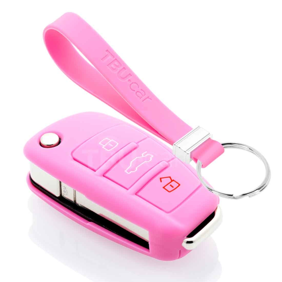 TBU car TBU car Car key cover compatible with Audi - Silicone Protective Remote Key Shell - FOB Case Cover - Pink