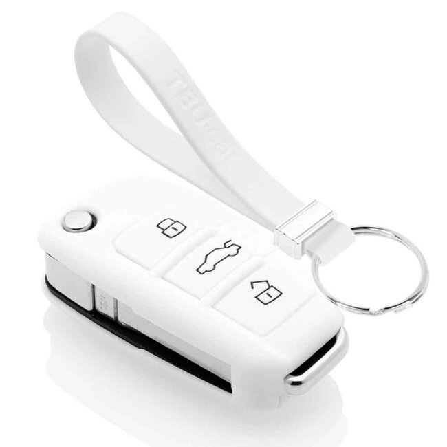 TBU car Car key cover compatible with Audi - Silicone Protective Remote Key Shell - FOB Case Cover - White