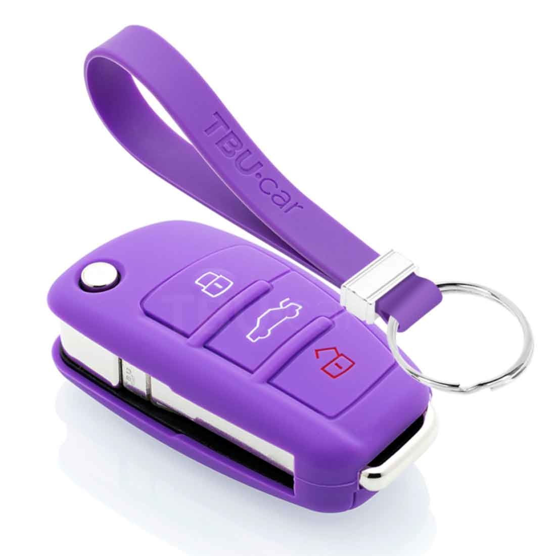 TBU car TBU car Autoschlüssel Hülle kompatibel mit Audi 3 Tasten - Schutzhülle aus Silikon - Auto Schlüsselhülle Cover in Violett