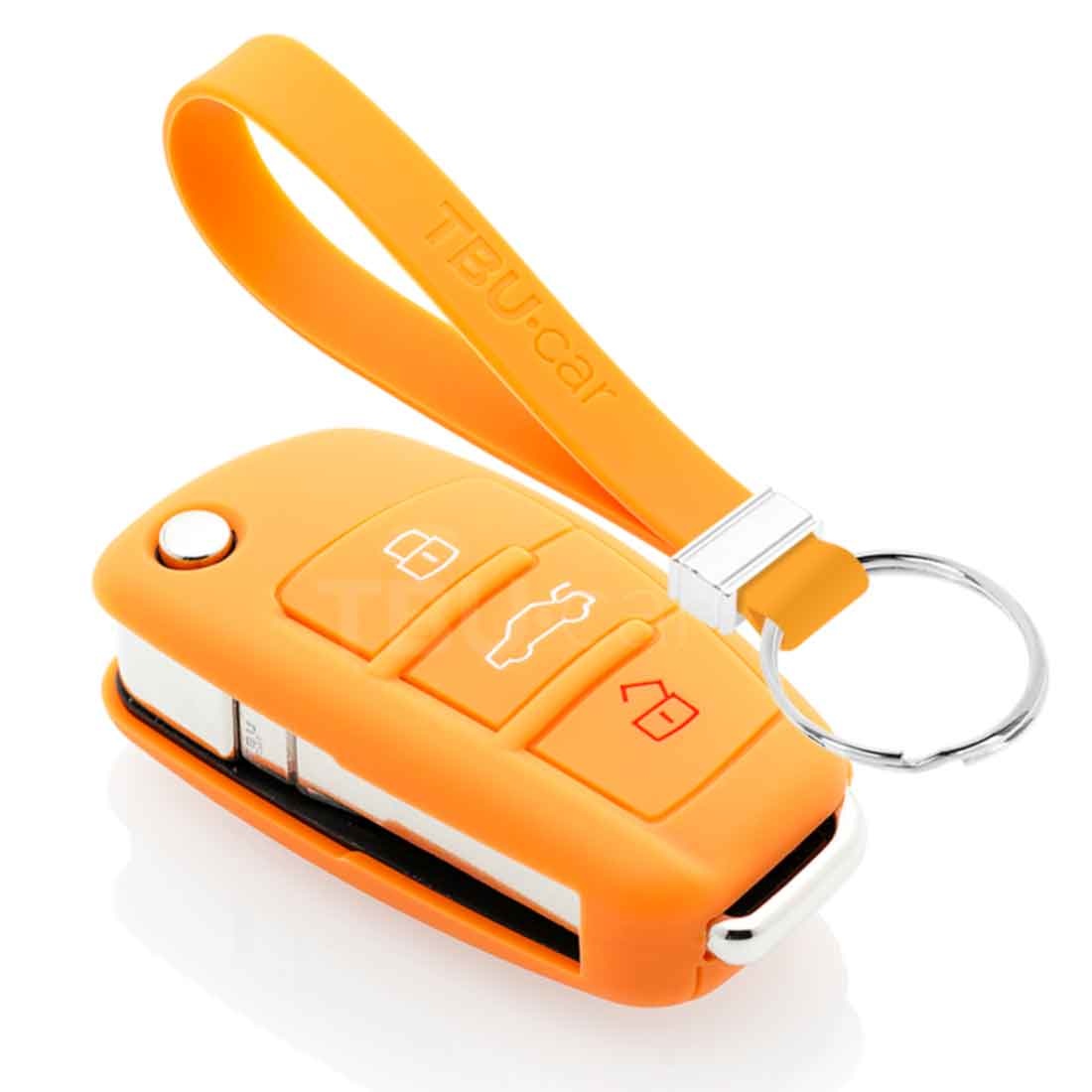 TBU car TBU car Funda Carcasa llave compatible con Audi - Funda de Silicona - Cover de Llave Coche - Naranja