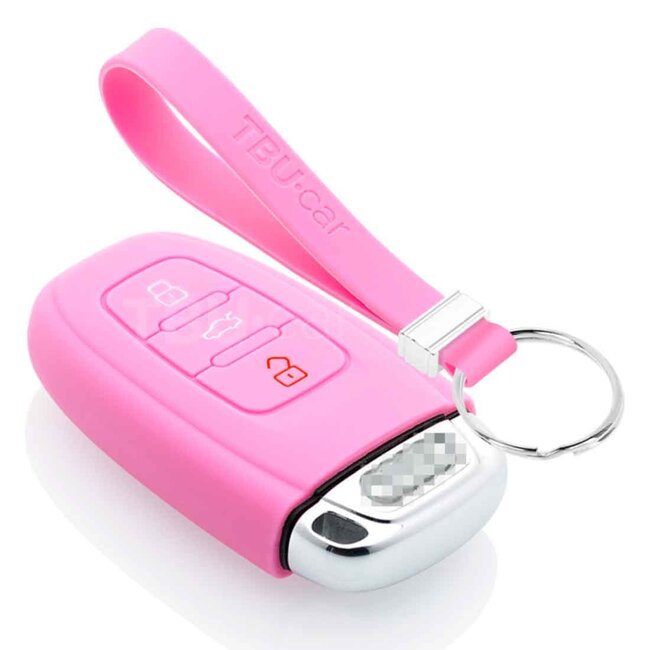 Car key cover compatible with Audi - Silicone Protective Remote Key Shell - FOB Case Cover - Pink