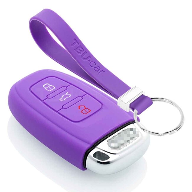 Autoschlüssel Hülle kompatibel mit Audi 3 Tasten (Keyless Entry) - Schutzhülle aus Silikon - Auto Schlüsselhülle Cover in Violett