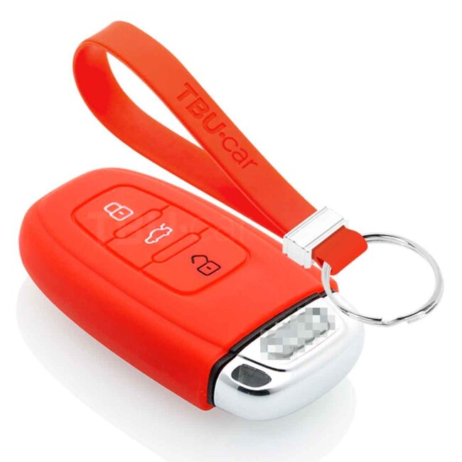 Housse de Protection clé compatible avec Audi - Coque Cover Housse étui en Silicone - Rouge