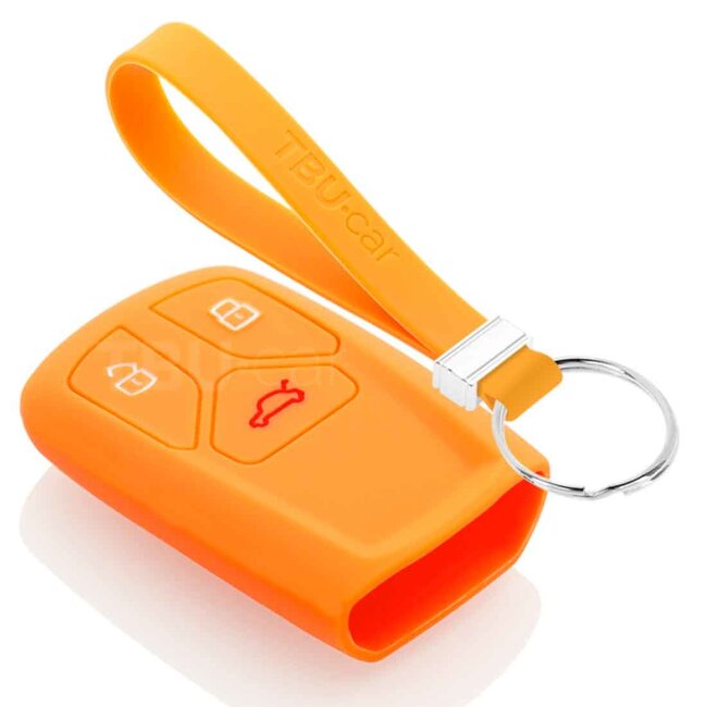 Capa para chave do carro compatível com Audi - Capa Protetora de Chave Remota de Silicone - Tampa Remota FOB - Laranja
