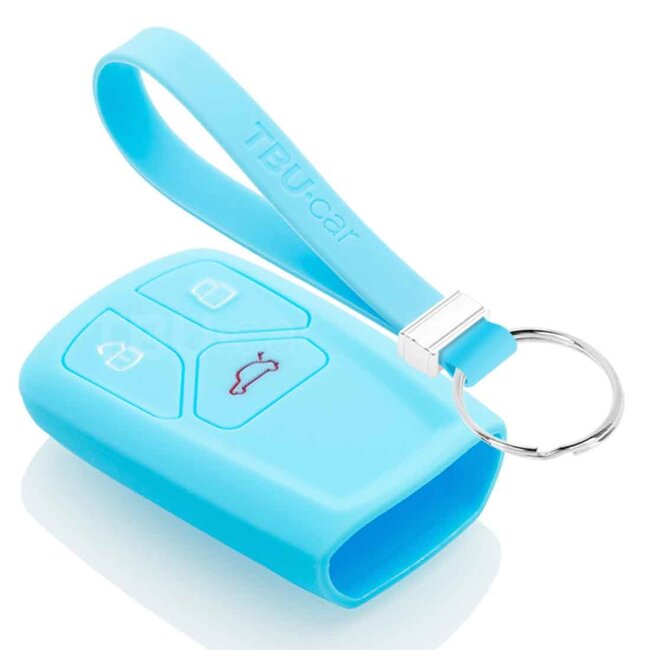 Autoschlüssel Hülle kompatibel mit Audi 3 Tasten (Keyless Entry) - Schutzhülle aus Silikon - Auto Schlüsselhülle Cover in Hellblau