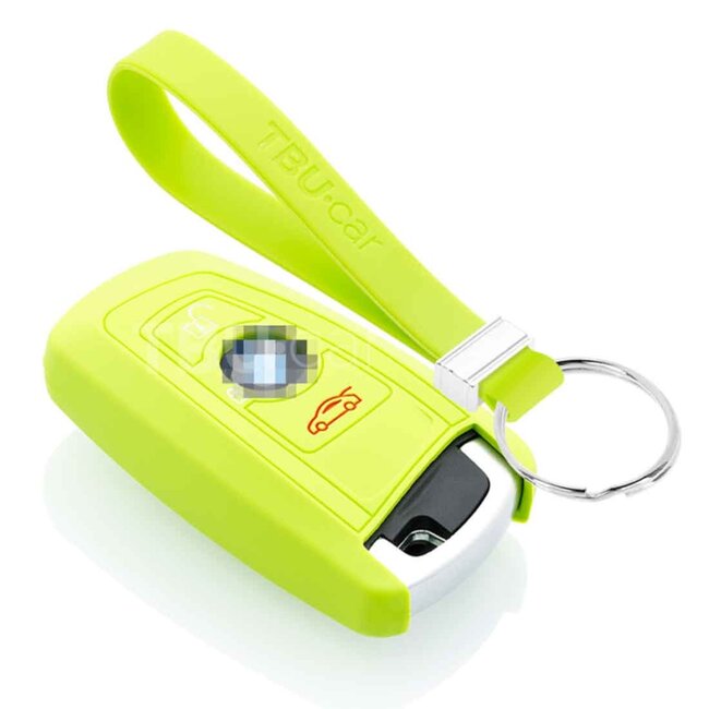 Autoschlüssel Hülle kompatibel mit BMW 3 Tasten (Keyless Entry) - Schutzhülle aus Silikon - Auto Schlüsselhülle Cover in Lindgrün