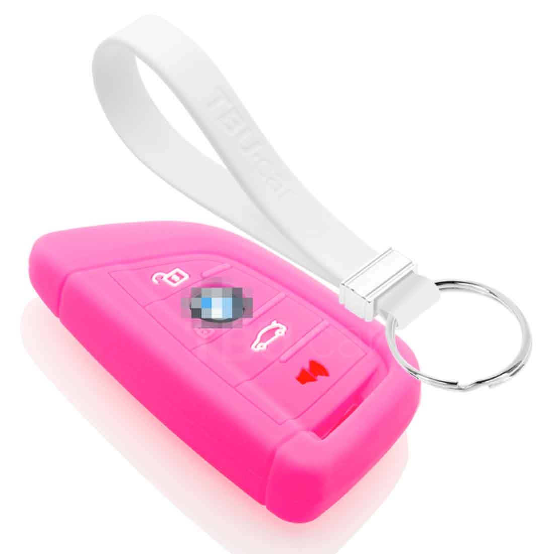 TBU car BMW Capa Silicone Chave do carro - Capa protetora - Tampa remota FOB - Fluor Rosa