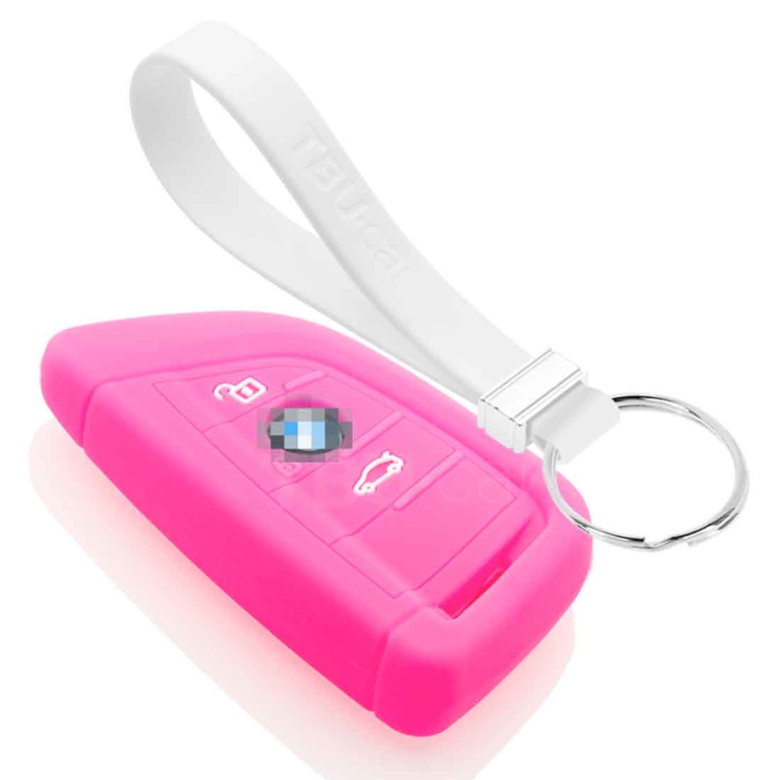 TBU car TBU car Car key cover compatible with BMW - Silicone Protective Remote Key Shell - FOB Case Cover - Fluor Pink