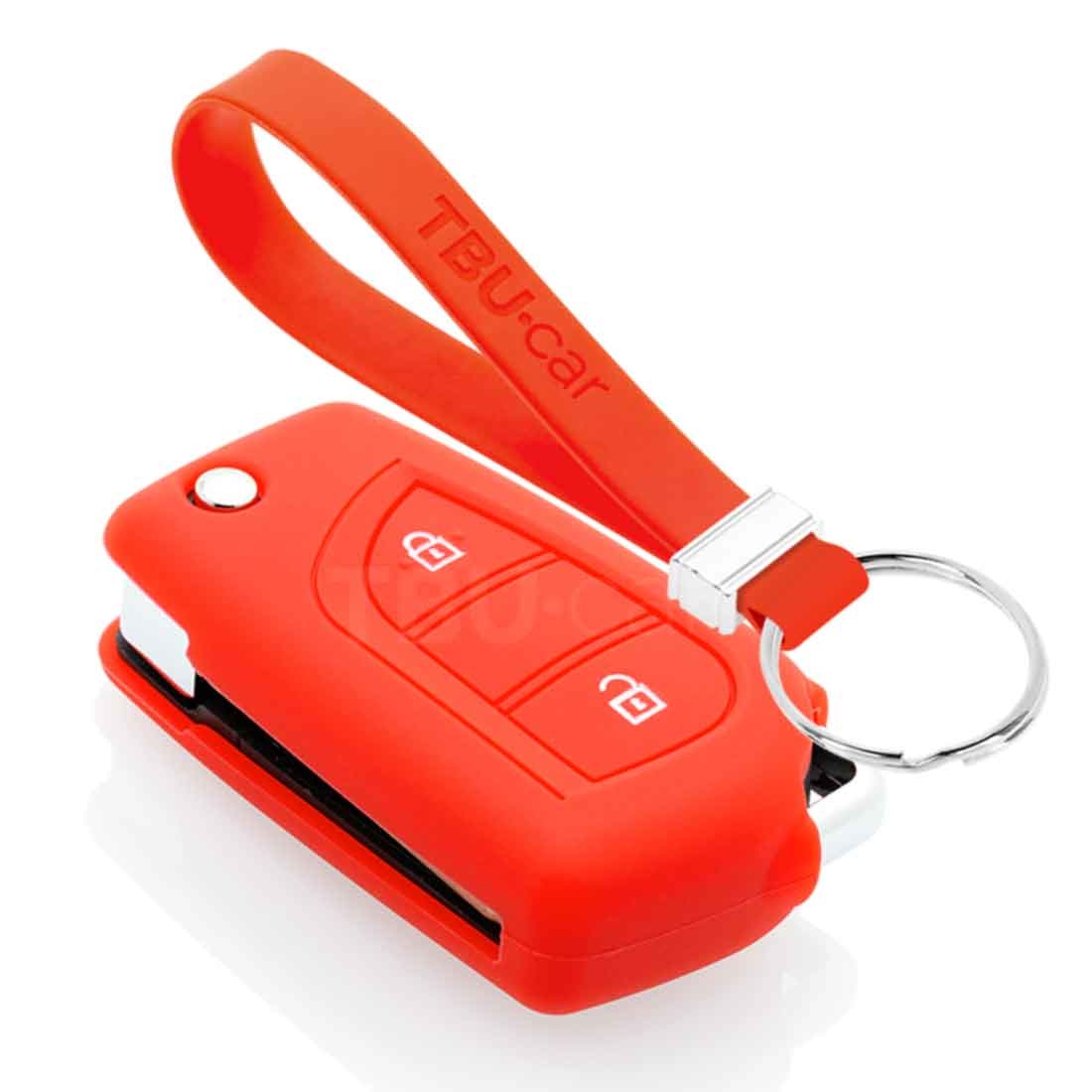 TBU car TBU car Autoschlüssel Hülle kompatibel mit Toyota 2 Tasten - Schutzhülle aus Silikon - Auto Schlüsselhülle Cover in Rot