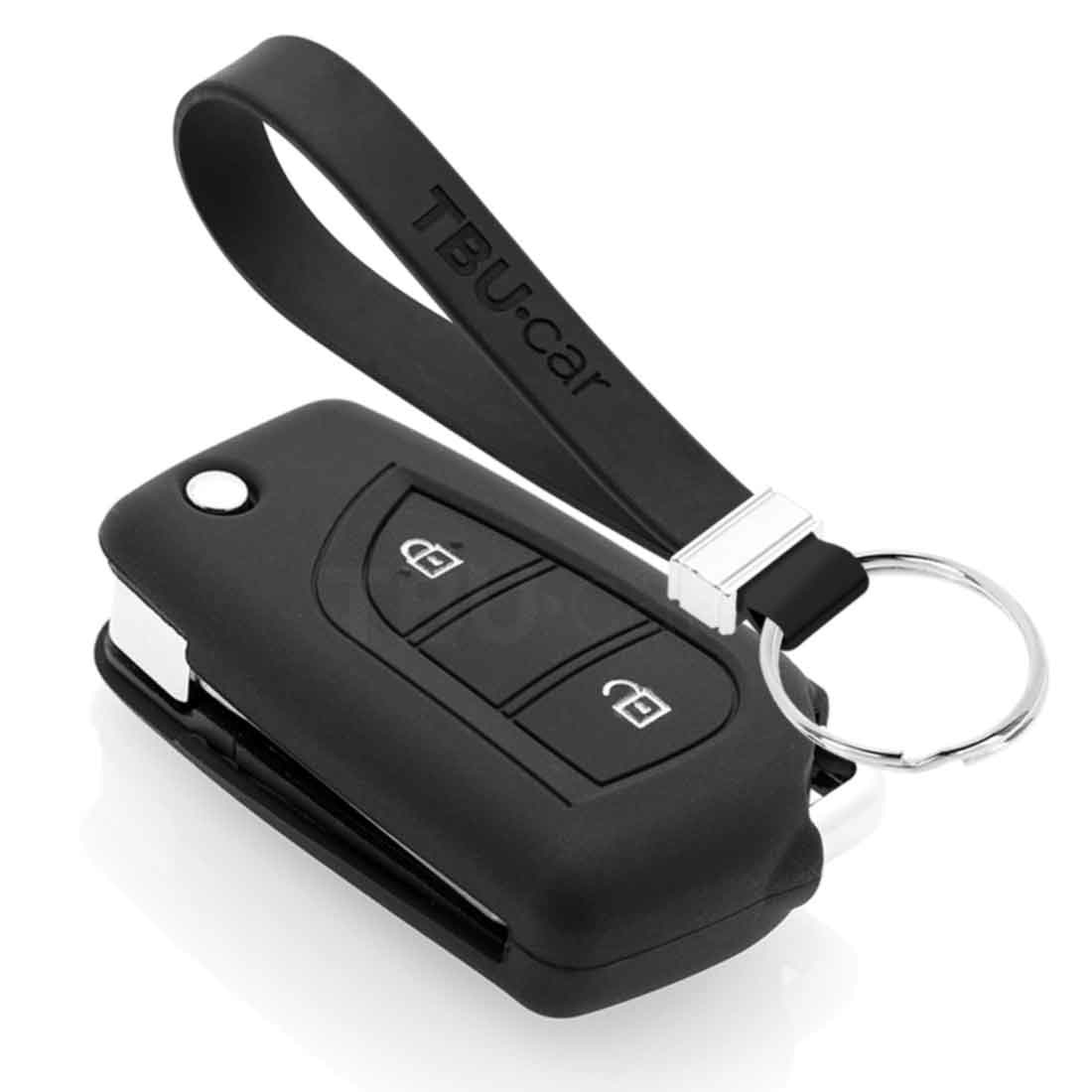 TBU car TBU car Autoschlüssel Hülle kompatibel mit Toyota 2 Tasten - Schutzhülle aus Silikon - Auto Schlüsselhülle Cover in Schwarz