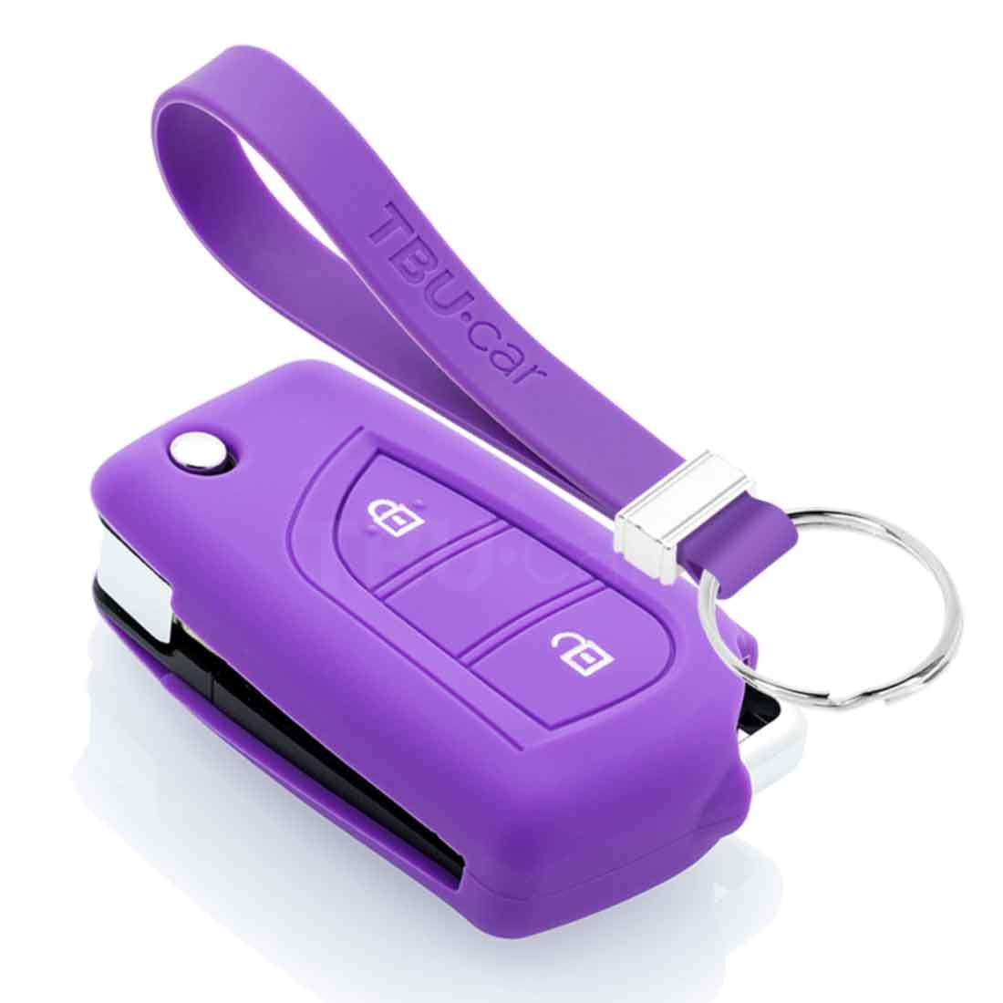 TBU car TBU car Car key cover compatible with Peugeot - Silicone Protective Remote Key Shell - FOB Case Cover - Purple