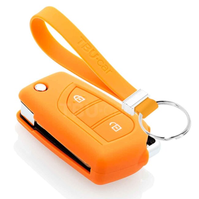 Funda Carcasa llave compatible con Peugeot - Funda de Silicona - Cover de Llave Coche - Naranja