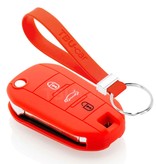 TBU car Peugeot Capa Silicone Chave do carro - Capa protetora - Tampa remota FOB - Vermelho