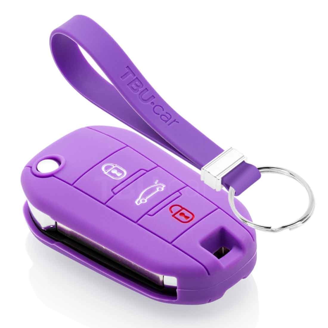 TBU car TBU car Car key cover compatible with Peugeot - Silicone Protective Remote Key Shell - FOB Case Cover - Purple