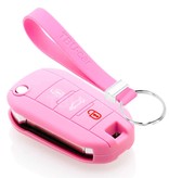 TBU car Peugeot Capa Silicone Chave do carro - Capa protetora - Tampa remota FOB - Rosa