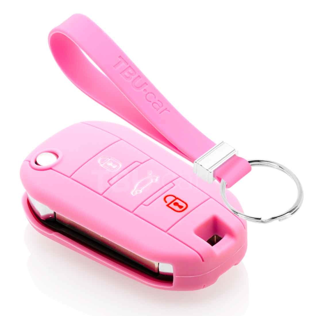 TBU car TBU car Autoschlüssel Hülle kompatibel mit Peugeot 3 Tasten - Schutzhülle aus Silikon - Auto Schlüsselhülle Cover in Rosa