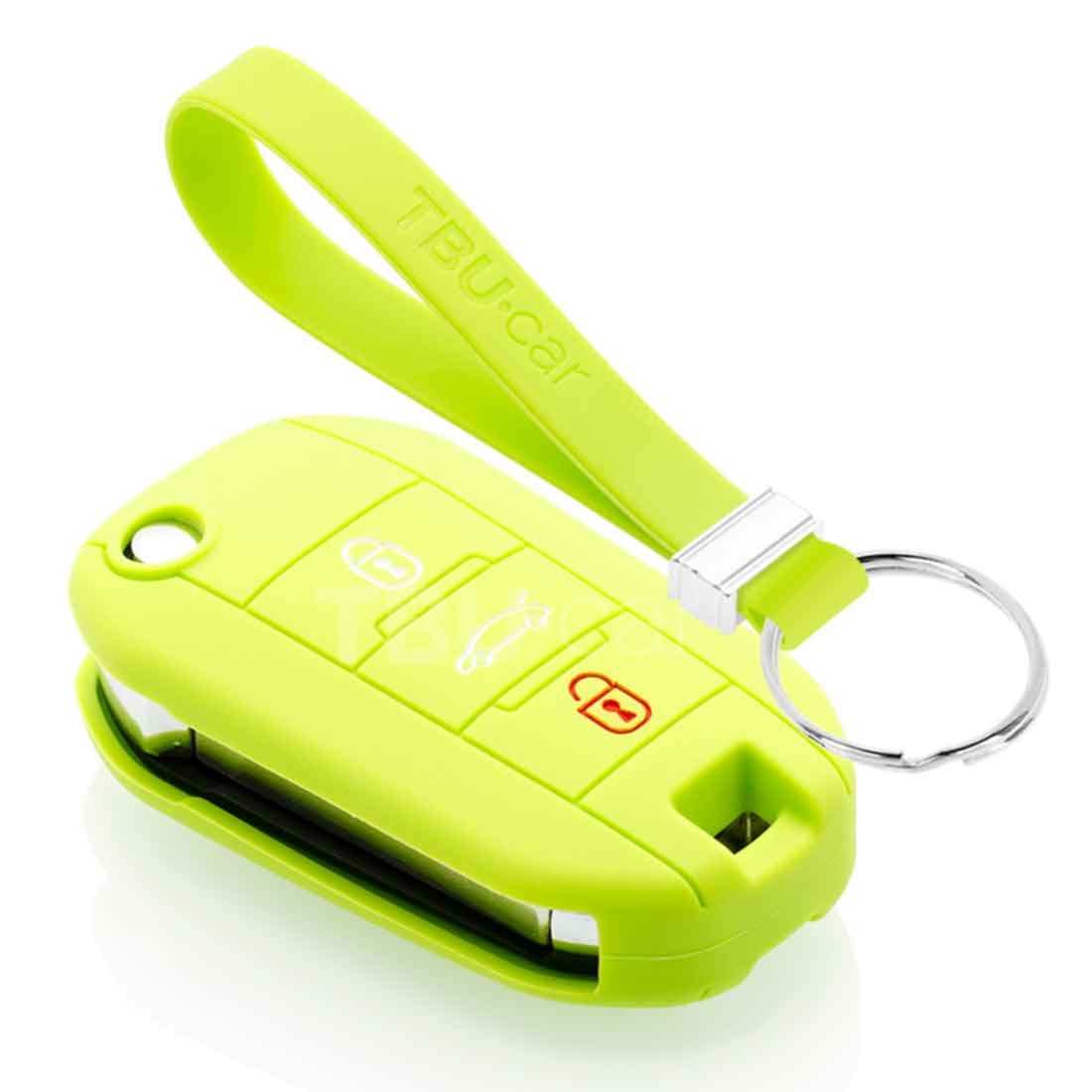 TBU car TBU car Funda Carcasa llave compatible con Peugeot - Funda de Silicona - Cover de Llave Coche - Verde lima