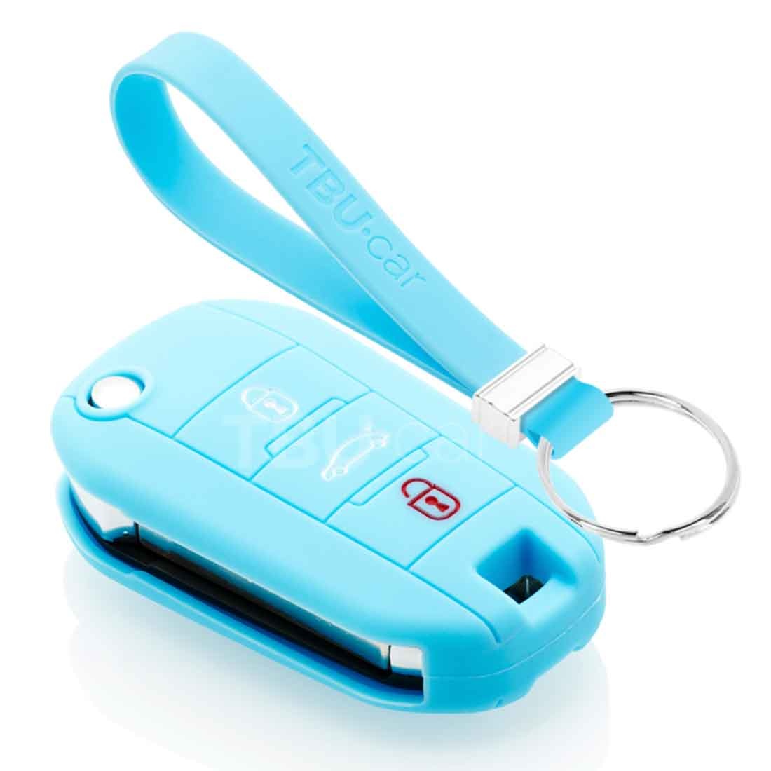 TBU car Peugeot Capa Silicone Chave do carro - Capa protetora - Tampa remota FOB - Azul claro