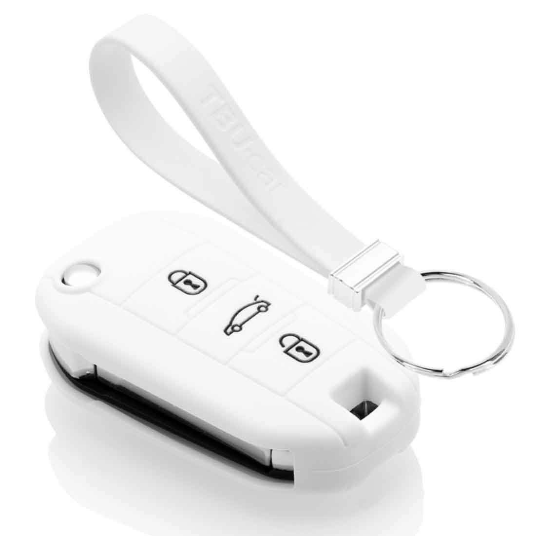 TBU car TBU car Autoschlüssel Hülle kompatibel mit Peugeot 3 Tasten - Schutzhülle aus Silikon - Auto Schlüsselhülle Cover in Weiß