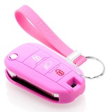 TBU car TBU car Funda Carcasa llave compatible con Peugeot - Funda de Silicona - Cover de Llave Coche - Rosa