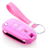 TBU car TBU car Autoschlüssel Hülle kompatibel mit Citroën 3 Tasten (Licht Taste) - Schutzhülle aus Silikon - Auto Schlüsselhülle Cover in Rosa