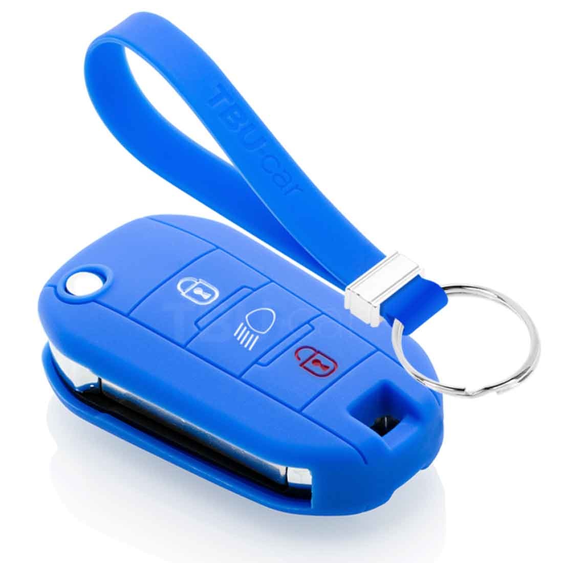 TBU car TBU car Car key cover compatible with Peugeot - Silicone Protective Remote Key Shell - FOB Case Cover - Blue