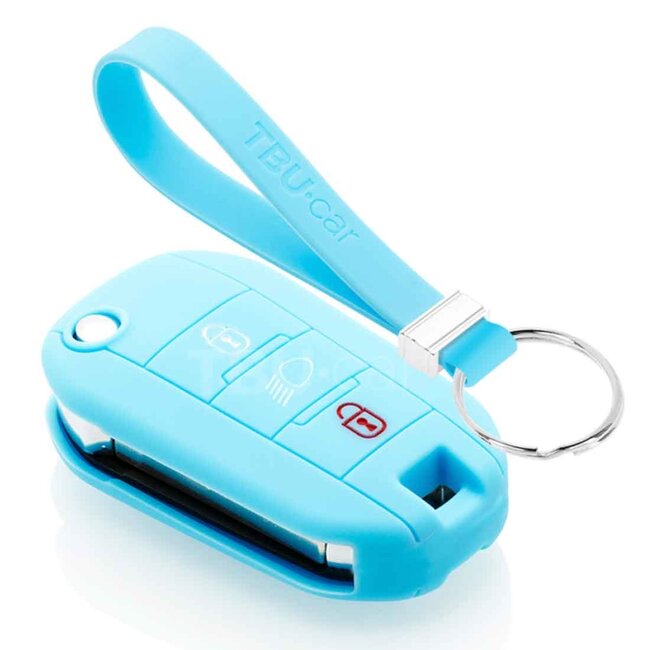 Housse de Protection clé compatible avec Peugeot - Coque Cover Housse étui en Silicone - Bleu clair