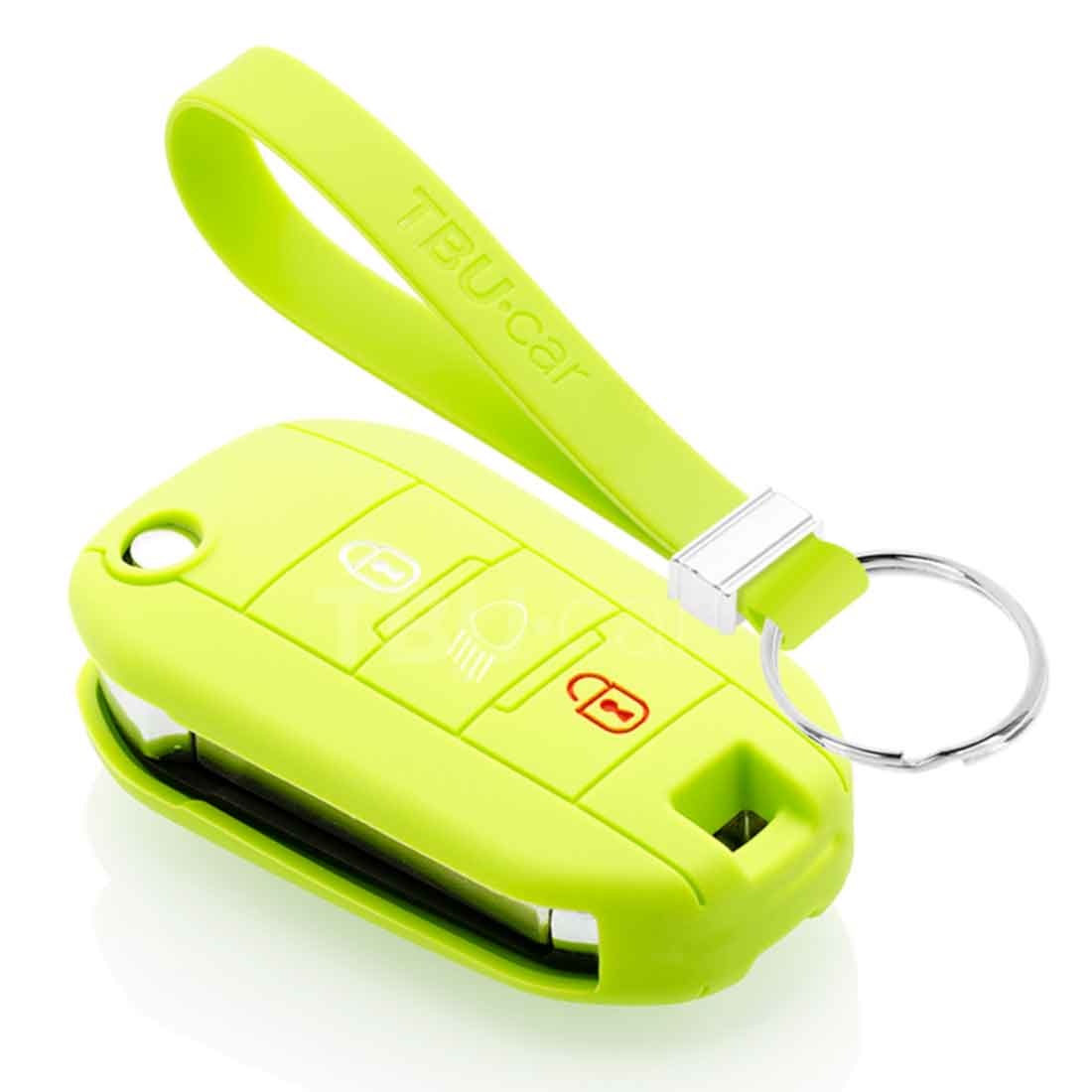 TBU car TBU car Autoschlüssel Hülle kompatibel mit Peugeot 3 Tasten (Licht Taste) - Schutzhülle aus Silikon - Auto Schlüsselhülle Cover in Lindgrün