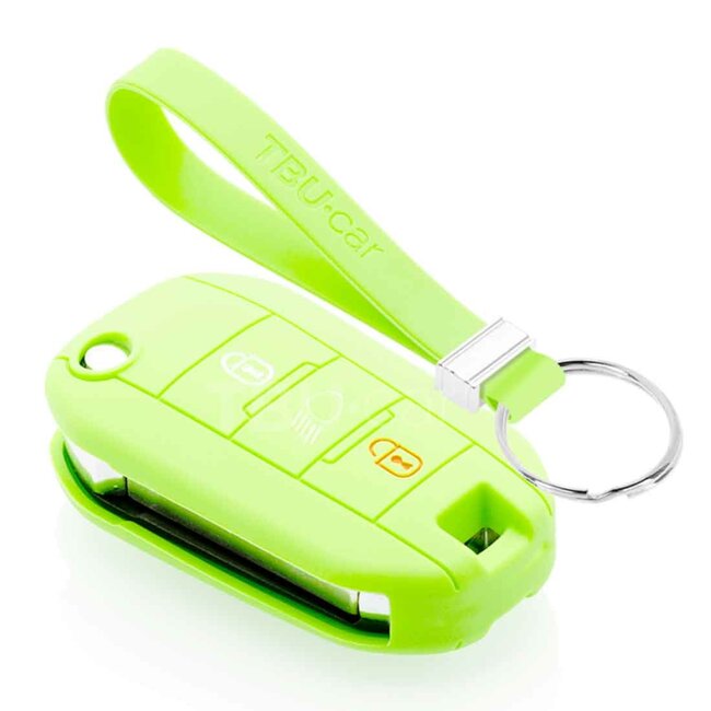 TBU car Cover chiavi auto compatibile con Peugeot - Copertura protettiva - Custodia Protettiva in Silicone - Fosforescente